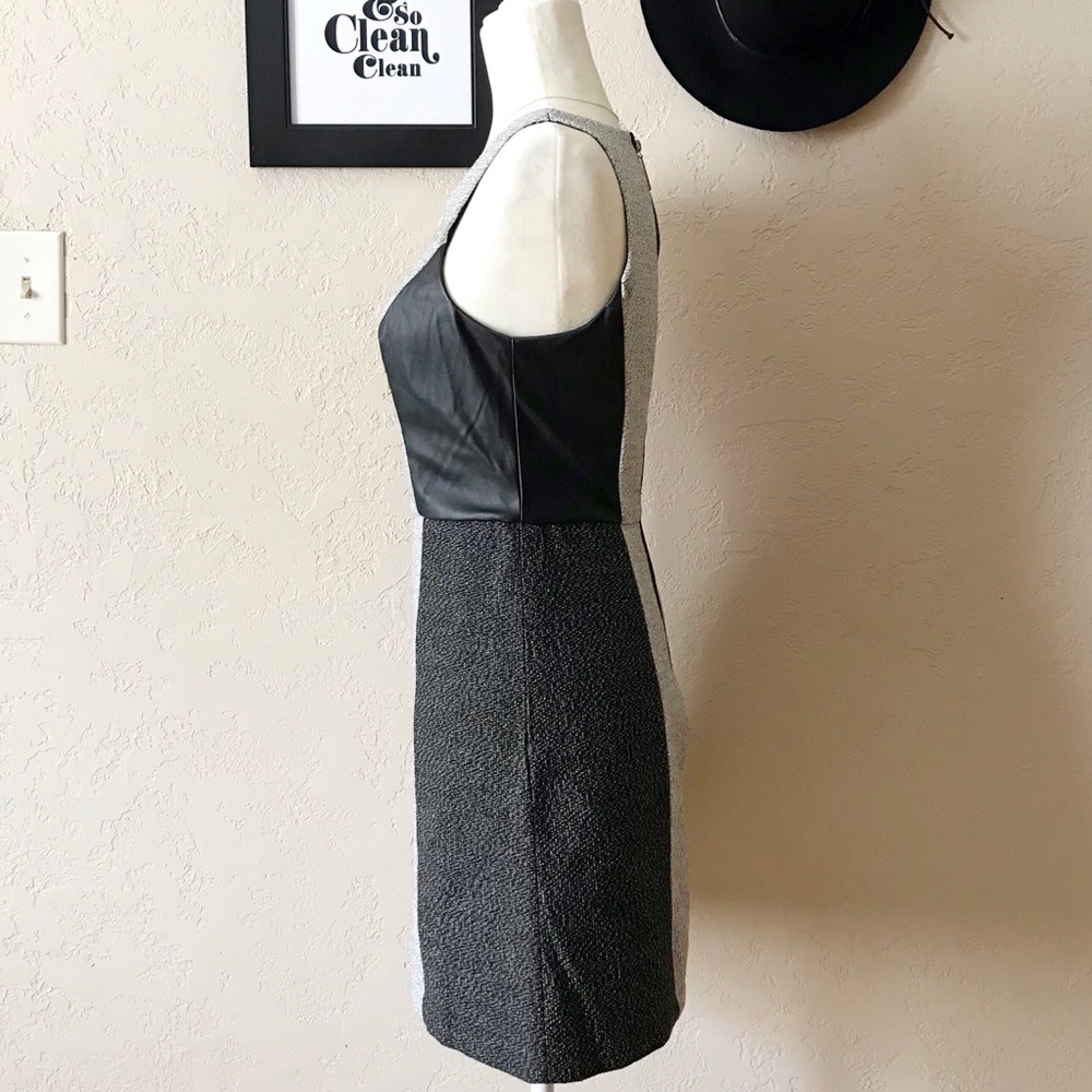 KENSIE Faux Leather Colorblock Tweed Dress - Picture 4 of 7